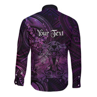 Personalised Polynesia Zodiac Virgo Long Sleeve Button Shirt Galaxy Polynesian Pattern Chest Tattoo Style LT14 - Polynesian Pride
