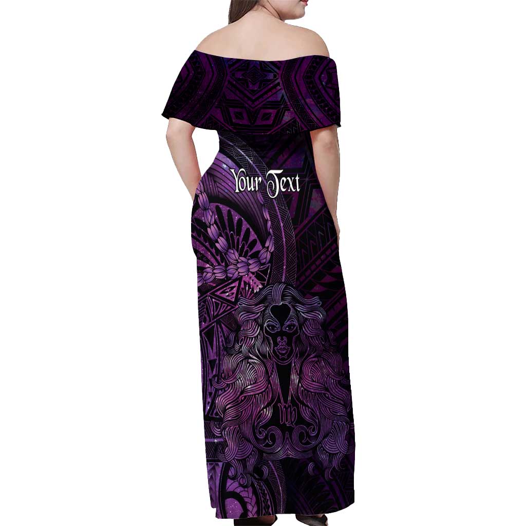Personalised Polynesia Zodiac Virgo Off Shoulder Maxi Dress Galaxy Polynesian Pattern Chest Tattoo Style LT14 - Polynesian Pride