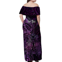 Personalised Polynesia Zodiac Virgo Off Shoulder Maxi Dress Galaxy Polynesian Pattern Chest Tattoo Style LT14 - Polynesian Pride