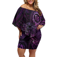 Personalised Polynesia Zodiac Virgo Off Shoulder Short Dress Galaxy Polynesian Pattern Chest Tattoo Style