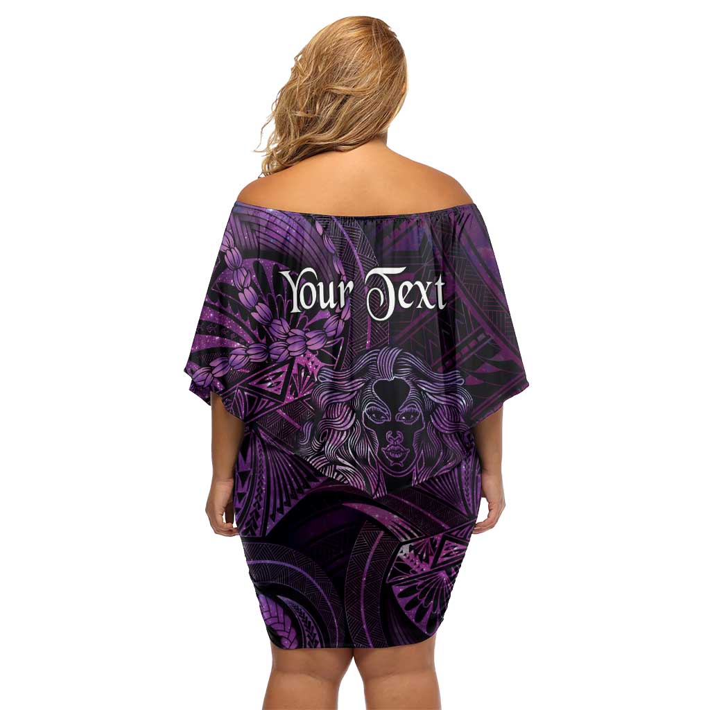 Personalised Polynesia Zodiac Virgo Off Shoulder Short Dress Galaxy Polynesian Pattern Chest Tattoo Style