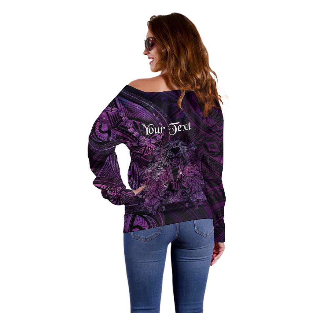 Personalised Polynesia Zodiac Virgo Off Shoulder Sweater Galaxy Polynesian Pattern Chest Tattoo Style LT14 - Polynesian Pride