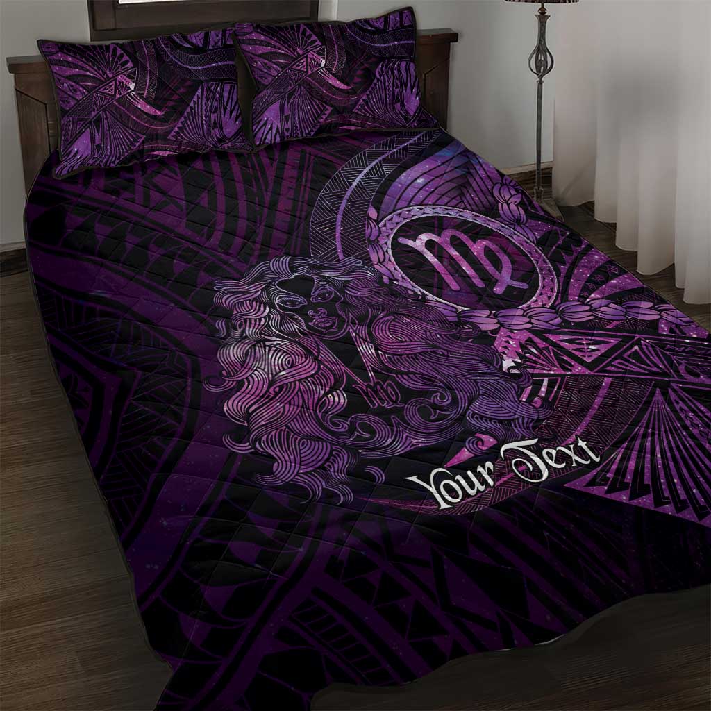 Personalised Polynesia Zodiac Virgo Quilt Bed Set Galaxy Polynesian Pattern Chest Tattoo Style LT14 Purple - Polynesian Pride