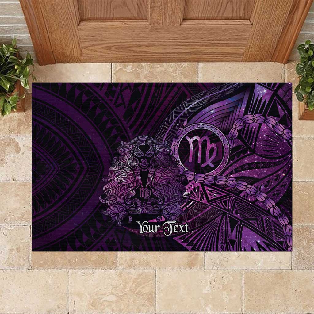 Personalised Polynesia Zodiac Virgo Rubber Doormat Galaxy Polynesian Pattern Chest Tattoo Style LT14 Purple - Polynesian Pride