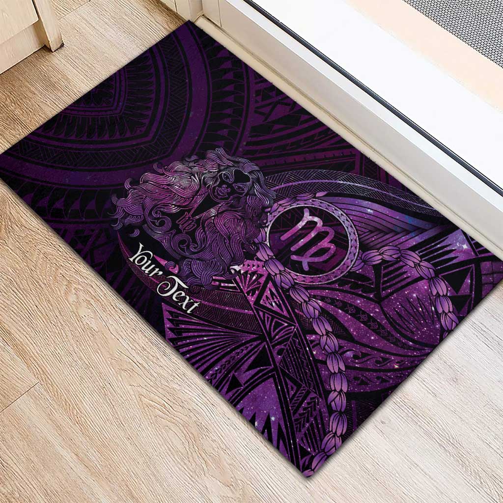 Personalised Polynesia Zodiac Virgo Rubber Doormat Galaxy Polynesian Pattern Chest Tattoo Style LT14 - Polynesian Pride