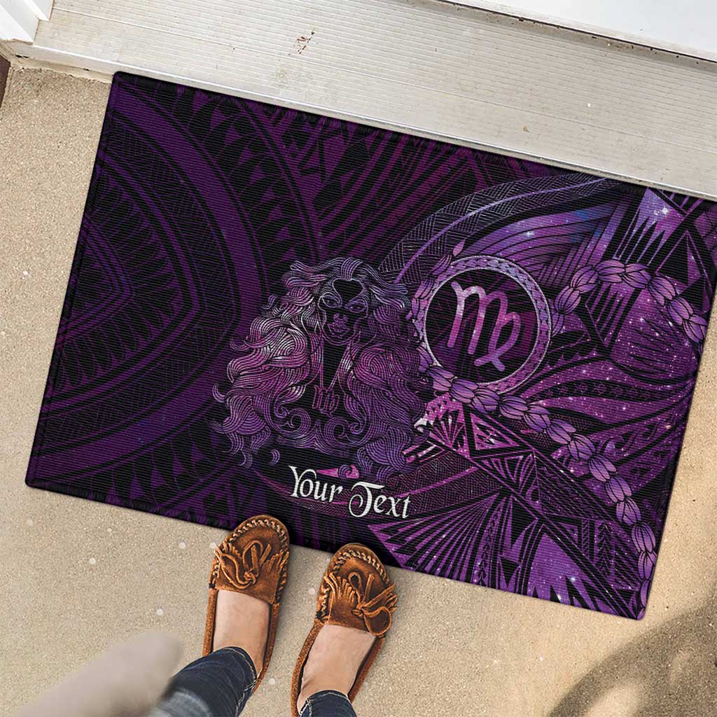 Personalised Polynesia Zodiac Virgo Rubber Doormat Galaxy Polynesian Pattern Chest Tattoo Style LT14 - Polynesian Pride