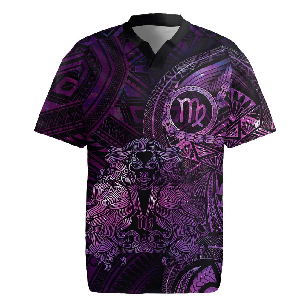Personalised Polynesia Zodiac Virgo Rugby Jersey Galaxy Polynesian Pattern Chest Tattoo Style LT14 Purple - Polynesian Pride