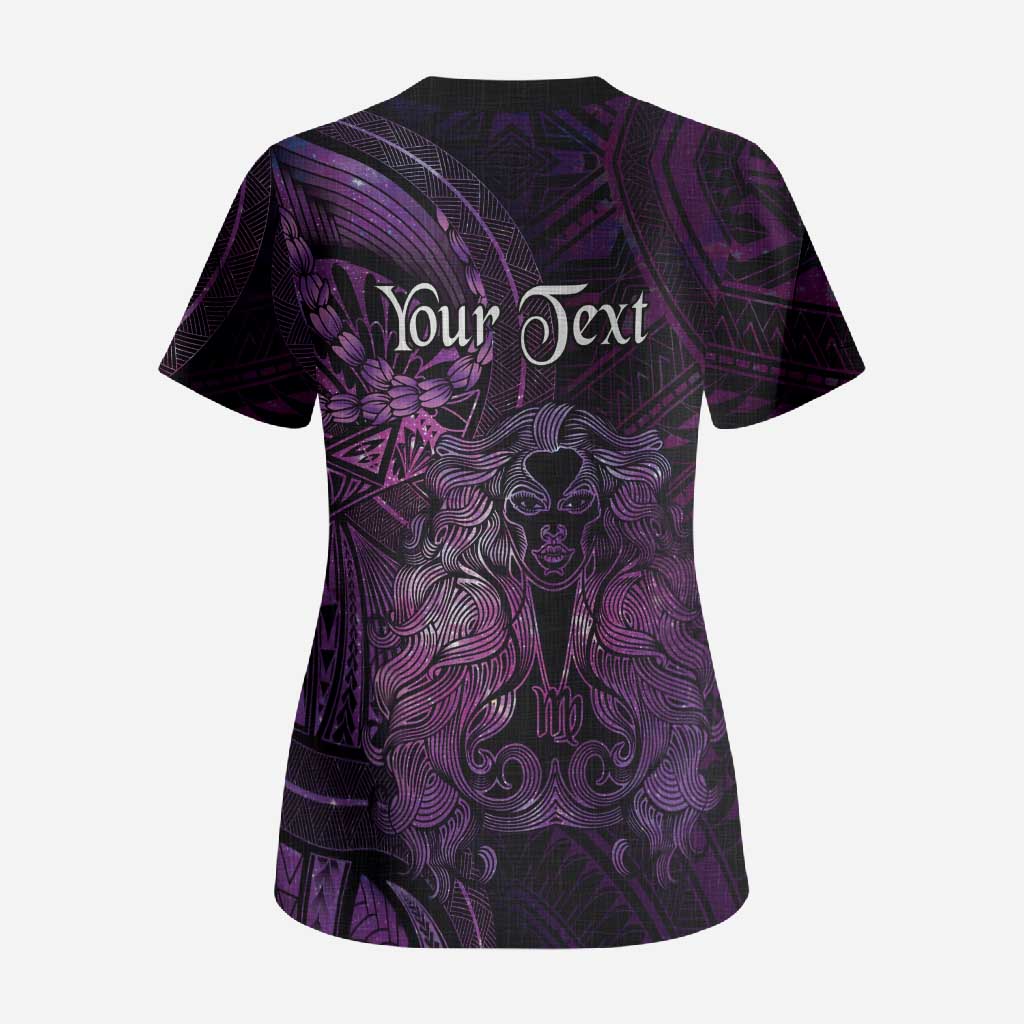 Personalised Polynesia Zodiac Virgo Scrub Top Galaxy Polynesian Pattern Chest Tattoo Style LT14 - Polynesian Pride