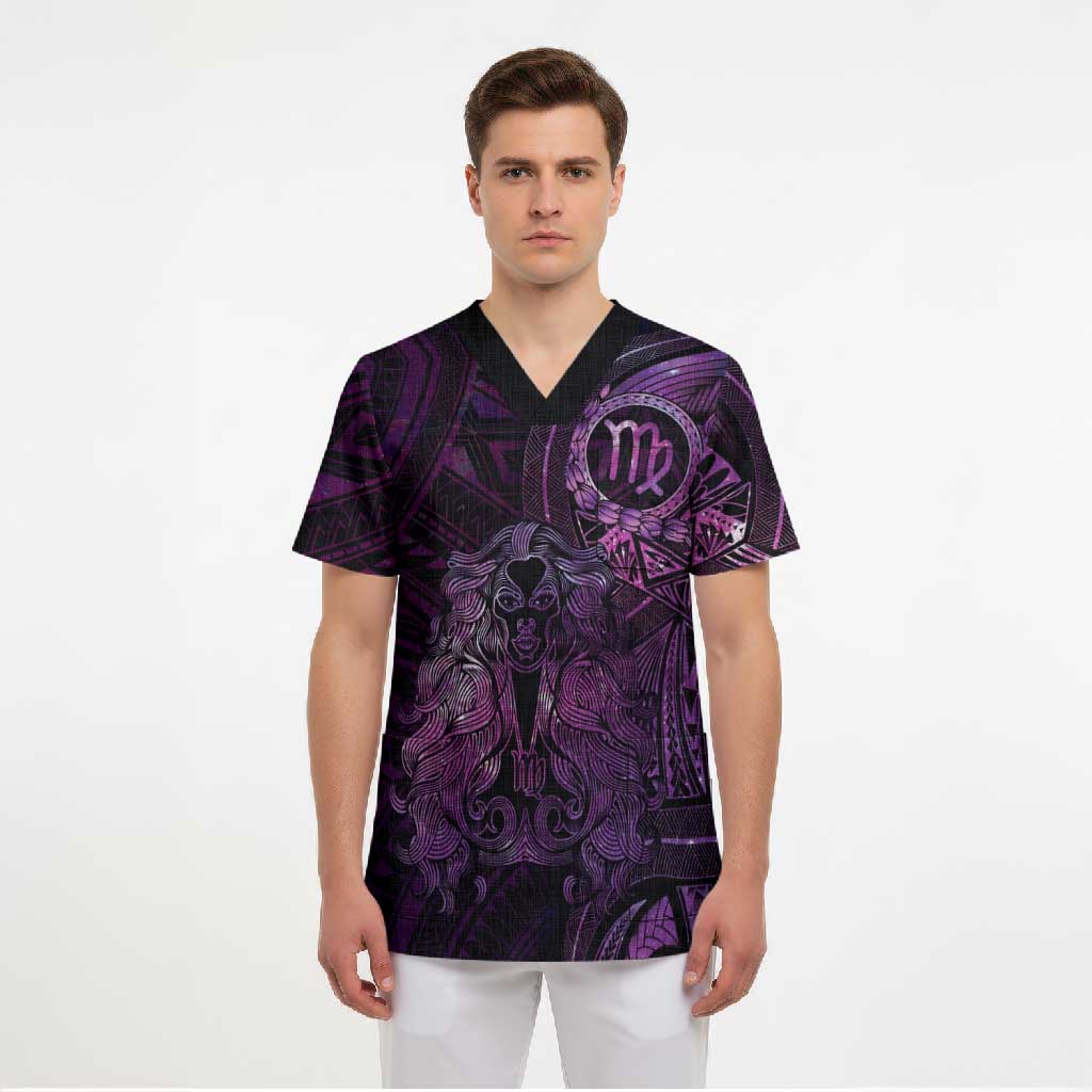 Personalised Polynesia Zodiac Virgo Scrub Top Galaxy Polynesian Pattern Chest Tattoo Style LT14 - Polynesian Pride