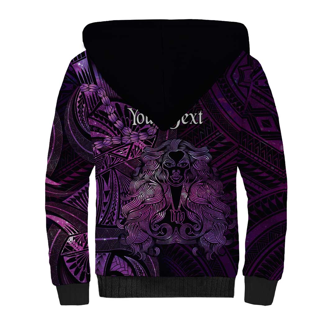 Personalised Polynesia Zodiac Virgo Sherpa Hoodie Galaxy Polynesian Pattern Chest Tattoo Style LT14 - Polynesian Pride