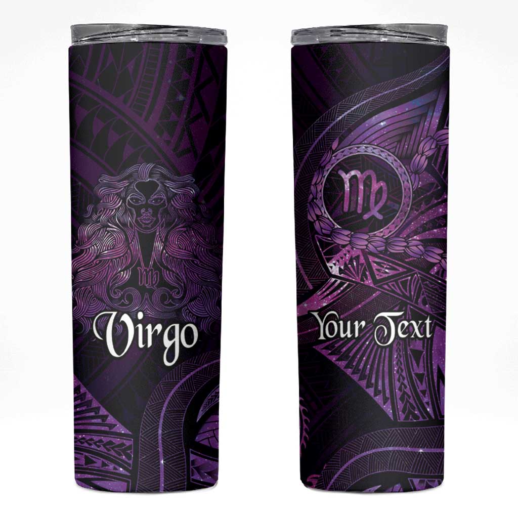 Personalised Polynesia Zodiac Virgo Skinny Tumbler Galaxy Polynesian Pattern Chest Tattoo Style LT14 Purple - Polynesian Pride