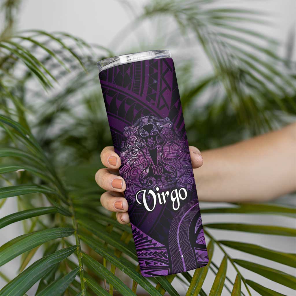 Personalised Polynesia Zodiac Virgo Skinny Tumbler Galaxy Polynesian Pattern Chest Tattoo Style LT14 - Polynesian Pride