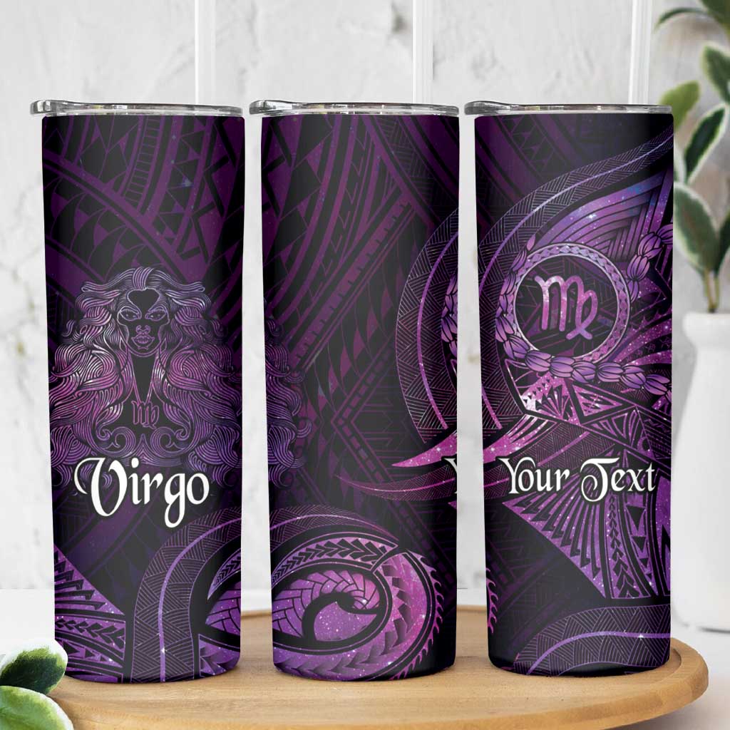Personalised Polynesia Zodiac Virgo Skinny Tumbler Galaxy Polynesian Pattern Chest Tattoo Style LT14 - Polynesian Pride