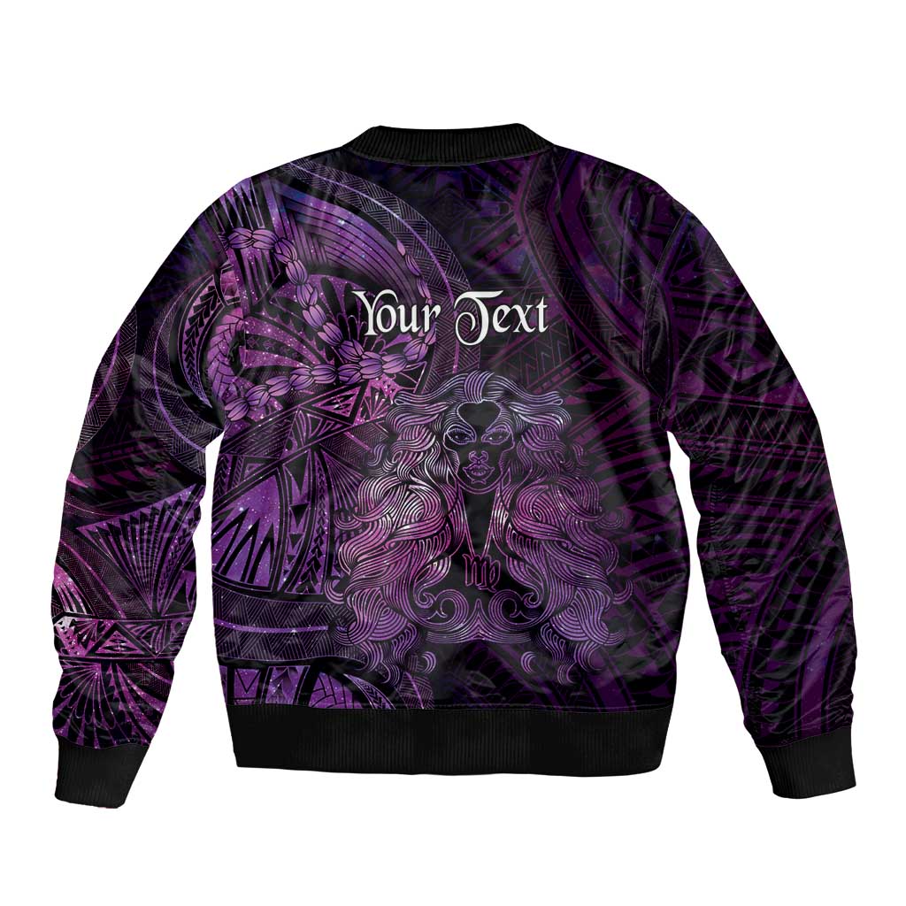 Personalised Polynesia Zodiac Virgo Sleeve Zip Bomber Jacket Galaxy Polynesian Pattern Chest Tattoo Style LT14 - Polynesian Pride