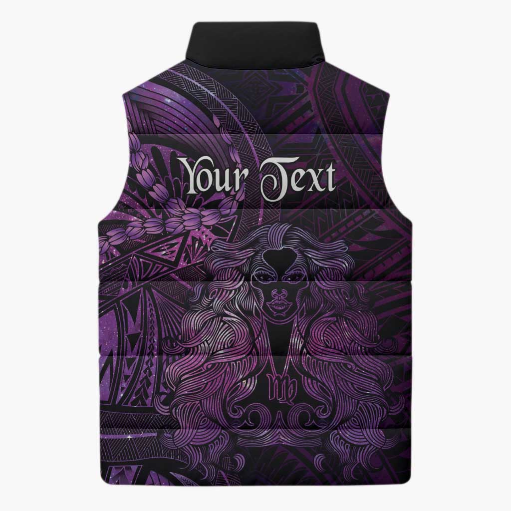 Personalised Polynesia Zodiac Virgo Sleeveless Puffer Jacket Galaxy Polynesian Pattern Chest Tattoo Style LT14 - Polynesian Pride
