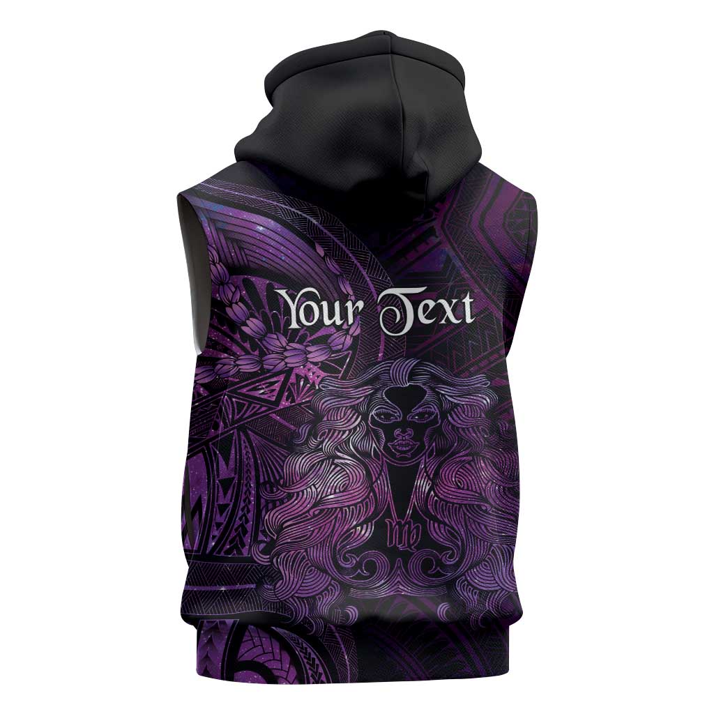 Personalised Polynesia Zodiac Virgo Sleeveless Zip Hoodie Galaxy Polynesian Pattern Chest Tattoo Style LT14 - Polynesian Pride
