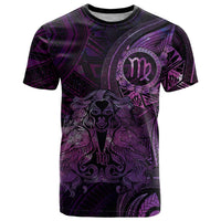 Personalised Polynesia Zodiac Virgo T Shirt Galaxy Polynesian Pattern Chest Tattoo Style LT14 Purple - Polynesian Pride