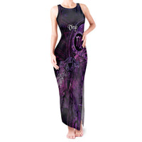 Personalised Polynesia Zodiac Virgo Tank Maxi Dress Galaxy Polynesian Pattern Chest Tattoo Style LT14 Women Purple - Polynesian Pride