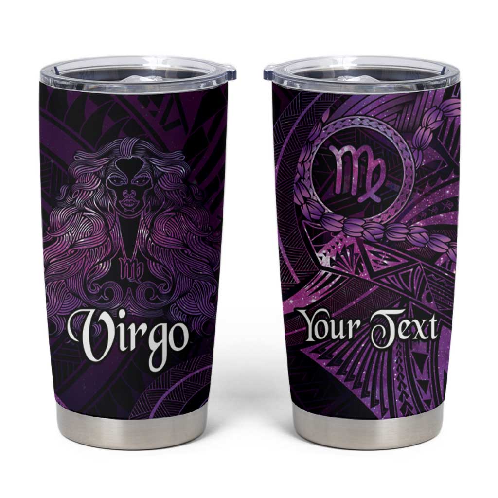 Personalised Polynesia Zodiac Virgo Tumbler Cup Galaxy Polynesian Pattern Chest Tattoo Style LT14 Purple - Polynesian Pride