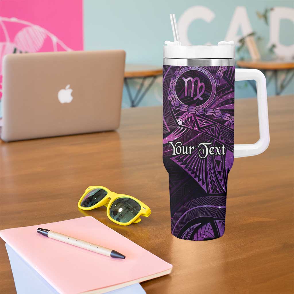 Personalised Polynesia Zodiac Virgo Tumbler With Handle Galaxy Polynesian Pattern Chest Tattoo Style LT14 - Polynesian Pride
