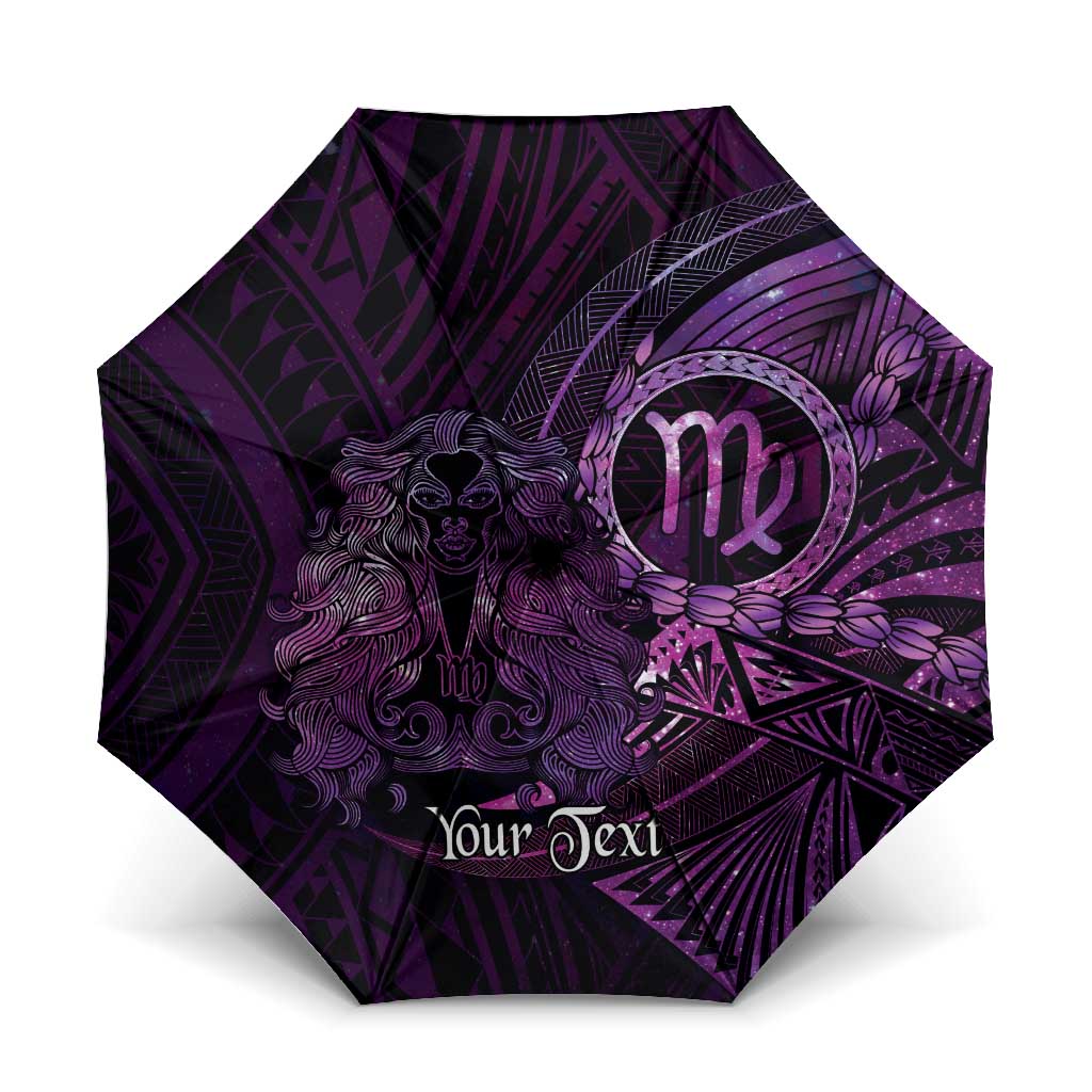 Personalised Polynesia Zodiac Virgo Umbrella Galaxy Polynesian Pattern Chest Tattoo Style LT14 One Size Folded 11.42 inch Opened Diameter 37.4 inch Purple - Polynesian Pride