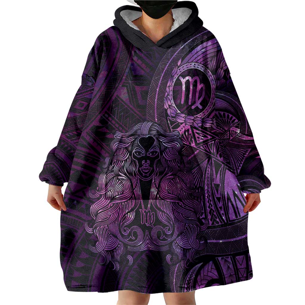 Personalised Polynesia Zodiac Virgo Wearable Blanket Hoodie Galaxy Polynesian Pattern Chest Tattoo Style LT14 - Polynesian Pride