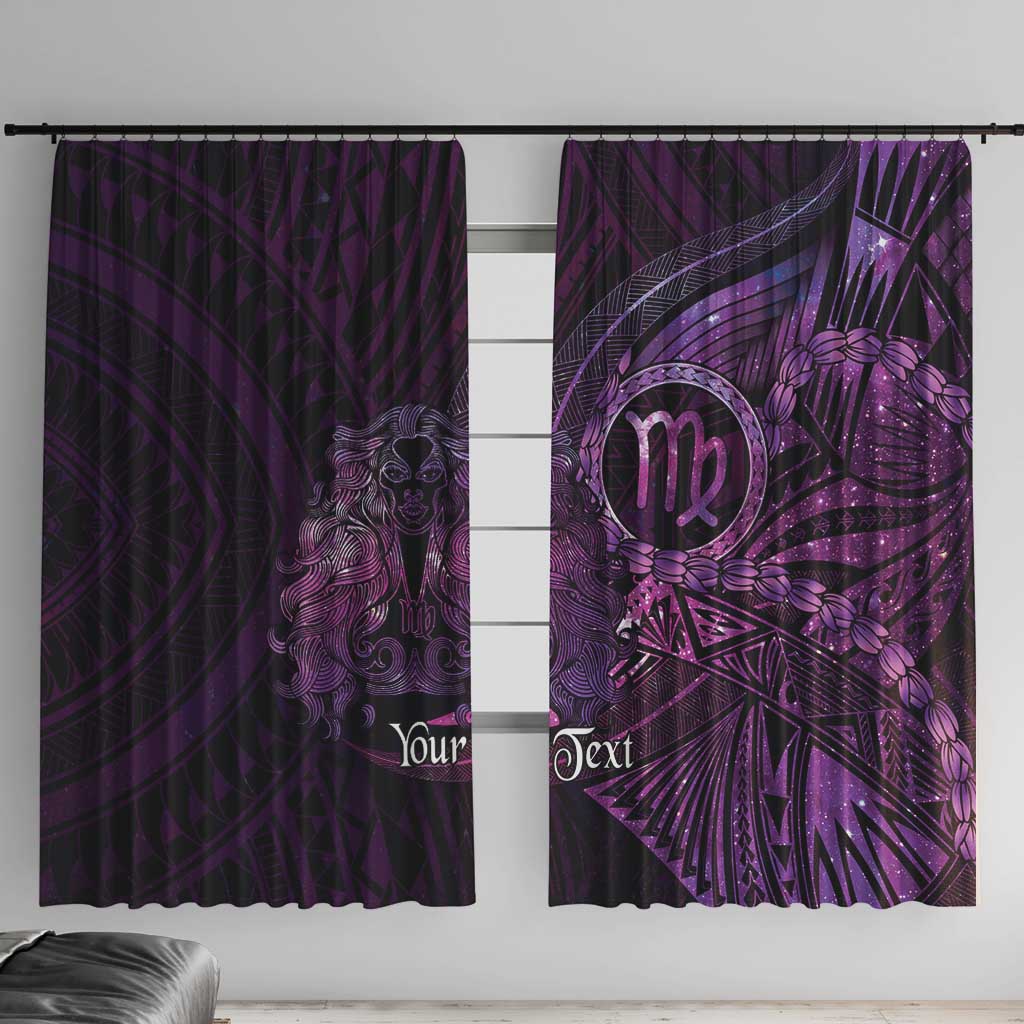 Personalised Polynesia Zodiac Virgo Window Curtain Galaxy Polynesian Pattern Chest Tattoo Style LT14 With Hooks Purple - Polynesian Pride