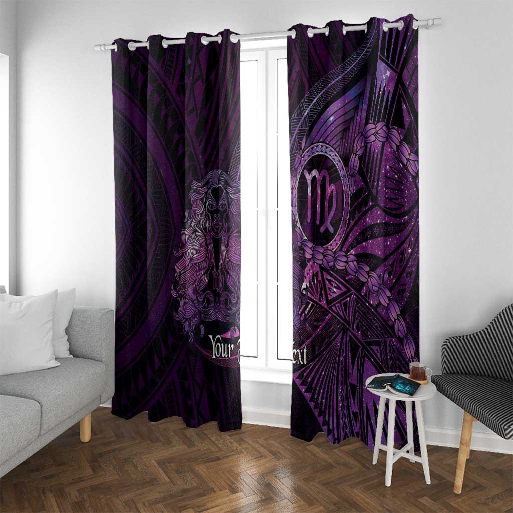 Personalised Polynesia Zodiac Virgo Window Curtain Galaxy Polynesian Pattern Chest Tattoo Style LT14 With Grommets Purple - Polynesian Pride