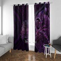 Personalised Polynesia Zodiac Virgo Window Curtain Galaxy Polynesian Pattern Chest Tattoo Style LT14 With Grommets Purple - Polynesian Pride