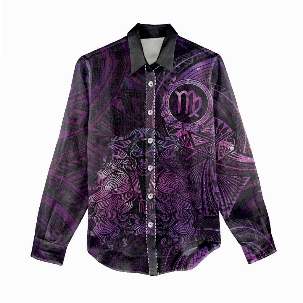 Personalised Polynesia Zodiac Virgo Women Casual Shirt Galaxy Polynesian Pattern Chest Tattoo Style LT14 - Polynesian Pride