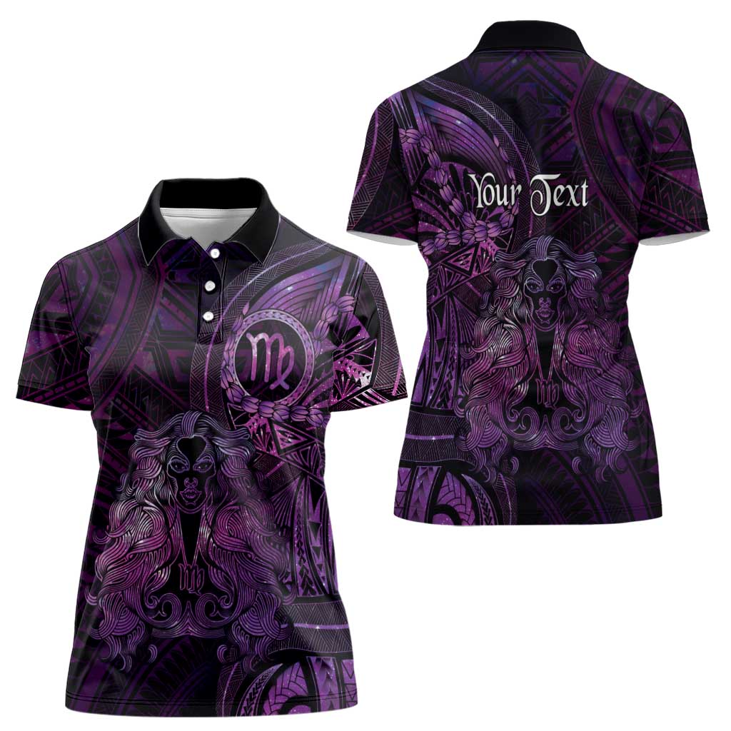 Personalised Polynesia Zodiac Virgo Women Polo Shirt Galaxy Polynesian Pattern Chest Tattoo Style LT14 - Polynesian Pride