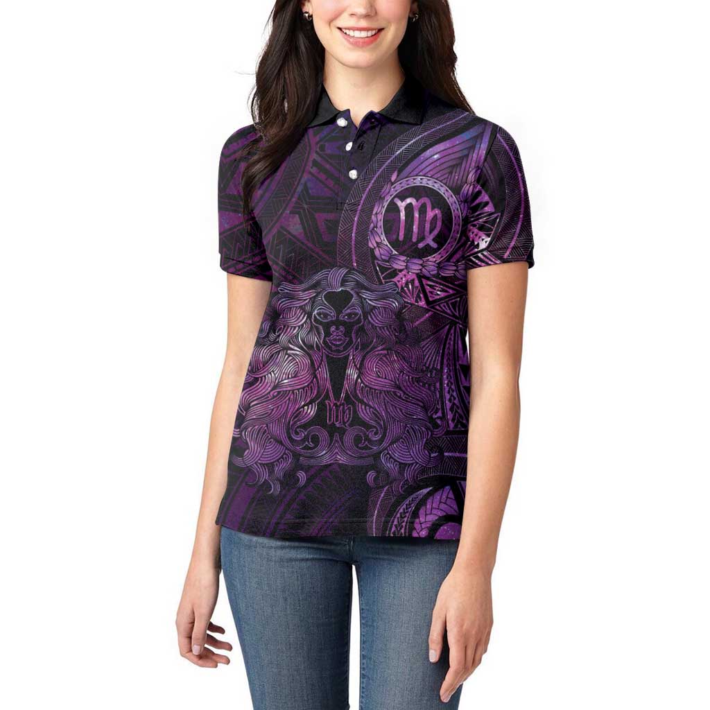 Personalised Polynesia Zodiac Virgo Women Polo Shirt Galaxy Polynesian Pattern Chest Tattoo Style LT14 - Polynesian Pride