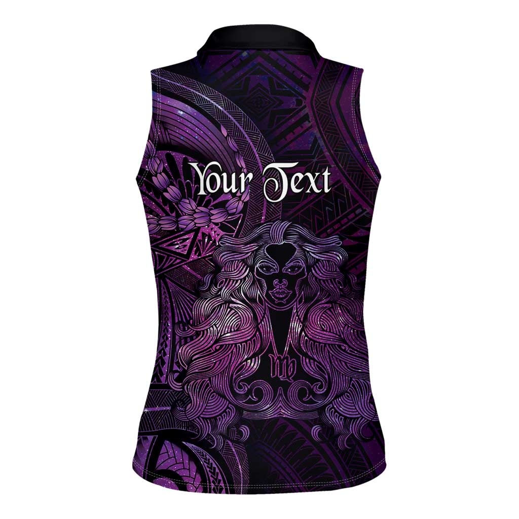 Personalised Polynesia Zodiac Virgo Women Sleeveless Polo Shirt Galaxy Polynesian Pattern Chest Tattoo Style LT14 - Polynesian Pride
