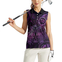 Personalised Polynesia Zodiac Virgo Women Sleeveless Polo Shirt Galaxy Polynesian Pattern Chest Tattoo Style LT14 - Polynesian Pride