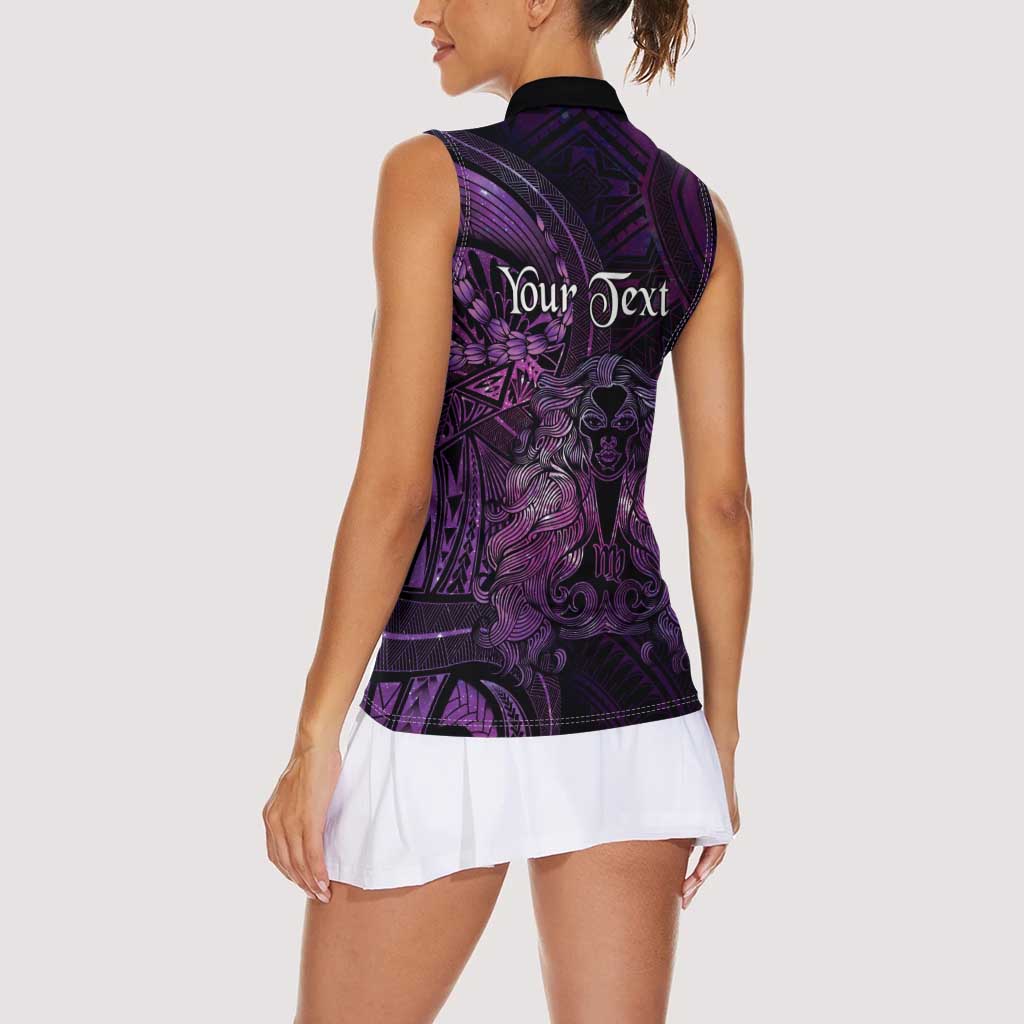 Personalised Polynesia Zodiac Virgo Women Sleeveless Polo Shirt Galaxy Polynesian Pattern Chest Tattoo Style LT14 - Polynesian Pride