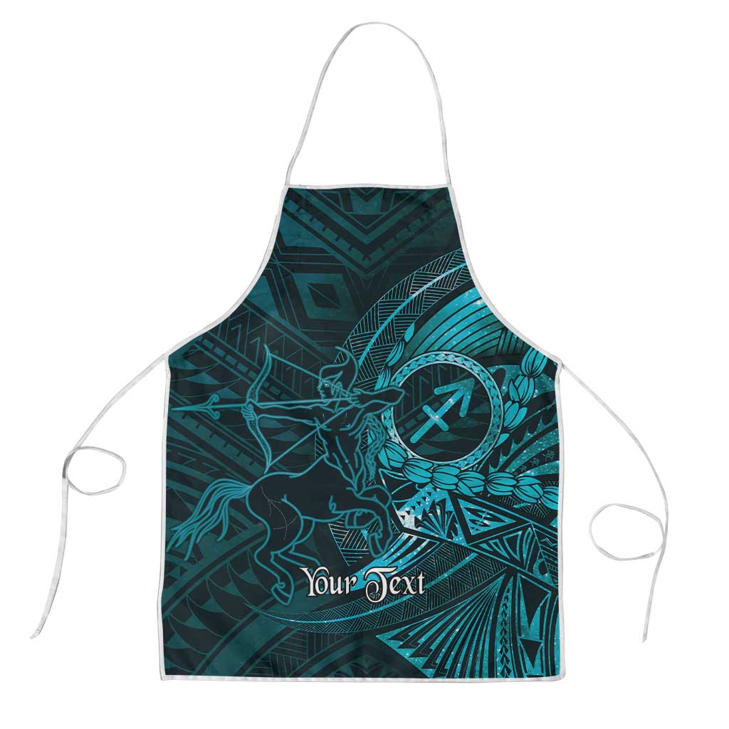 Personalised Polynesia Zodiac Sagittarius Apron Galaxy Polynesian Pattern Chest Tattoo Style LT14 Cyan - Polynesian Pride