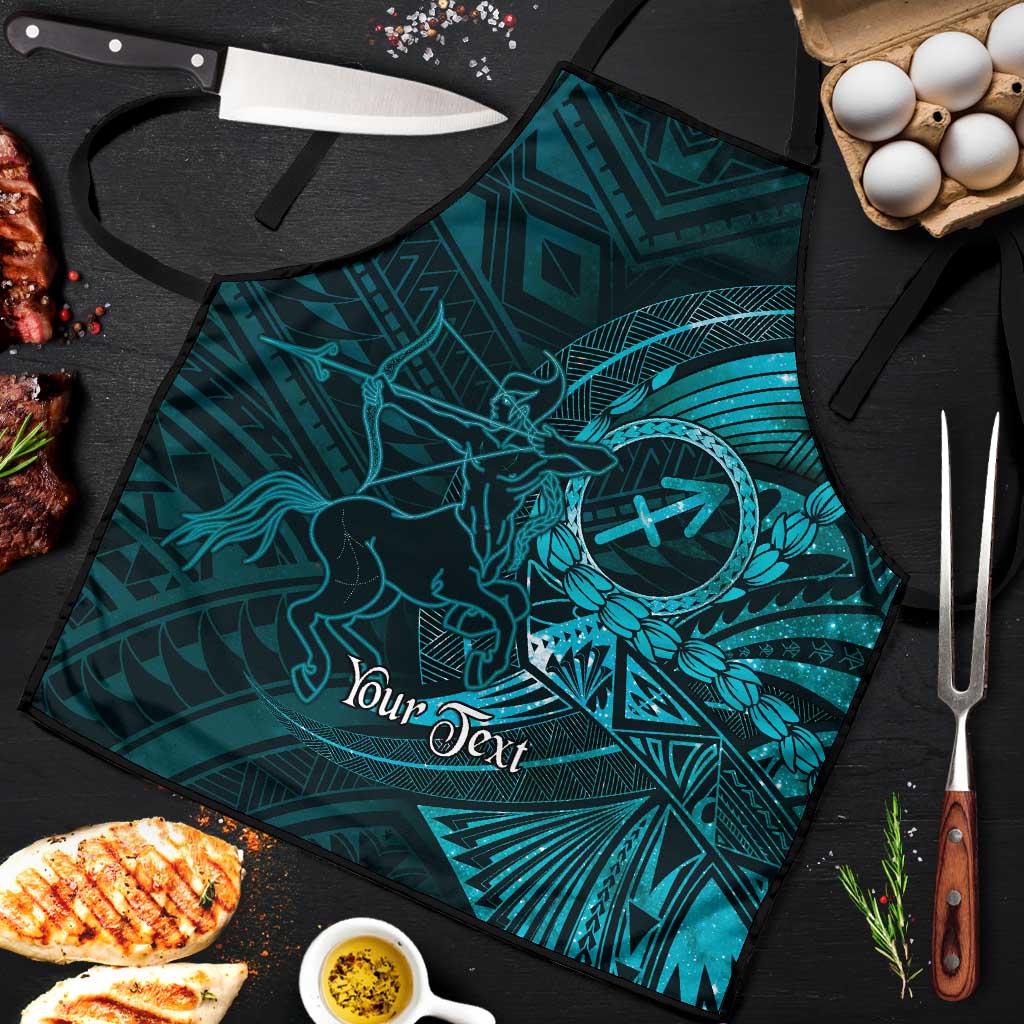 Personalised Polynesia Zodiac Sagittarius Apron Galaxy Polynesian Pattern Chest Tattoo Style LT14 Cyan - Polynesian Pride