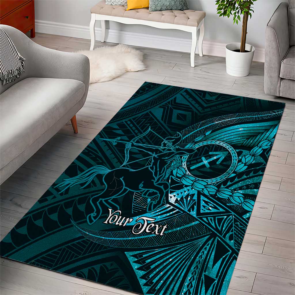 Personalised Polynesia Zodiac Sagittarius Area Rug Galaxy Polynesian Pattern Chest Tattoo Style