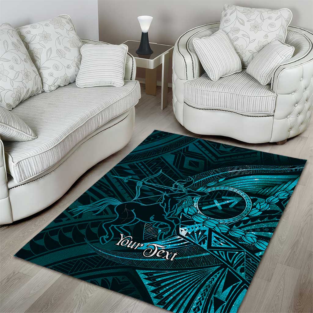 Personalised Polynesia Zodiac Sagittarius Area Rug Galaxy Polynesian Pattern Chest Tattoo Style