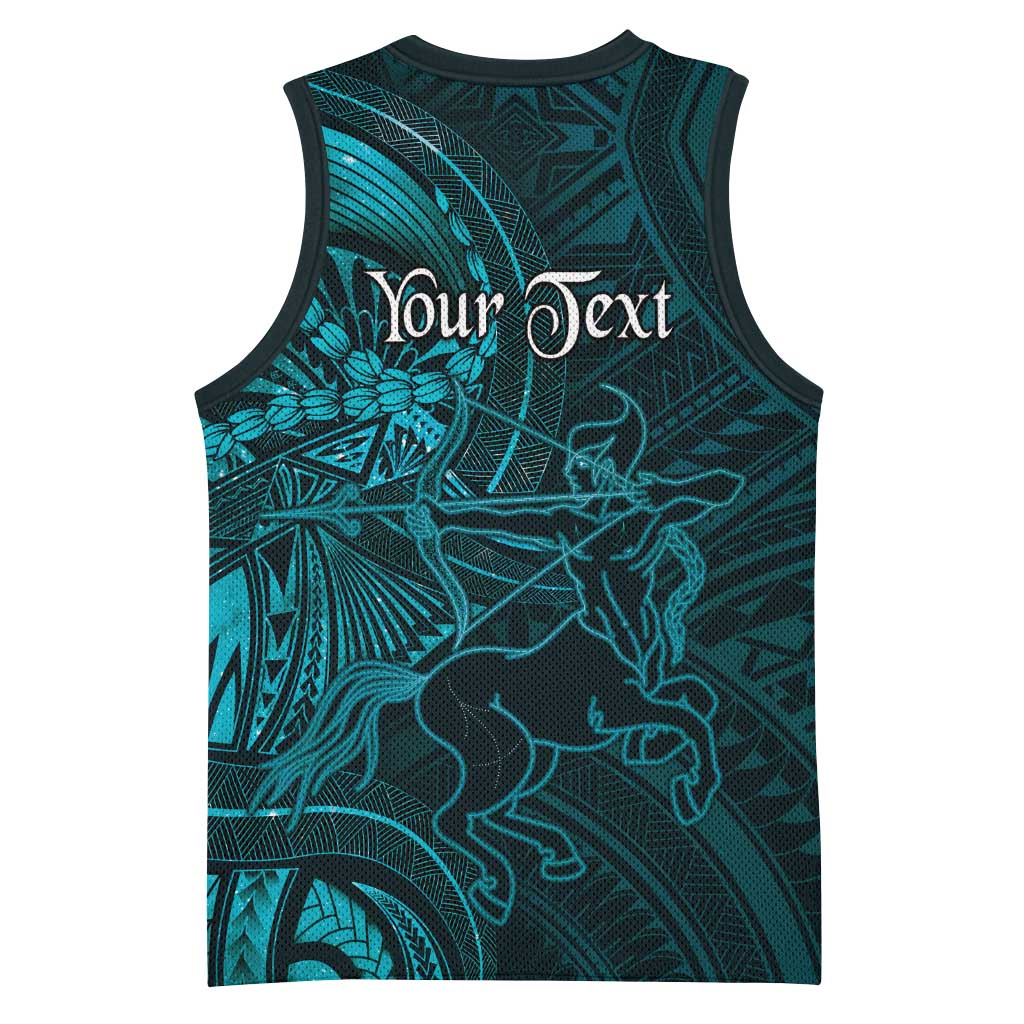 Personalised Polynesia Zodiac Sagittarius Basketball Jersey Galaxy Polynesian Pattern Chest Tattoo Style LT14 - Polynesian Pride