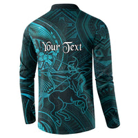 Personalised Polynesia Zodiac Sagittarius Button Sweatshirt Galaxy Polynesian Pattern Chest Tattoo Style LT14 - Polynesian Pride