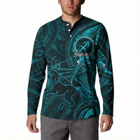 Personalised Polynesia Zodiac Sagittarius Button Sweatshirt Galaxy Polynesian Pattern Chest Tattoo Style LT14 - Polynesian Pride