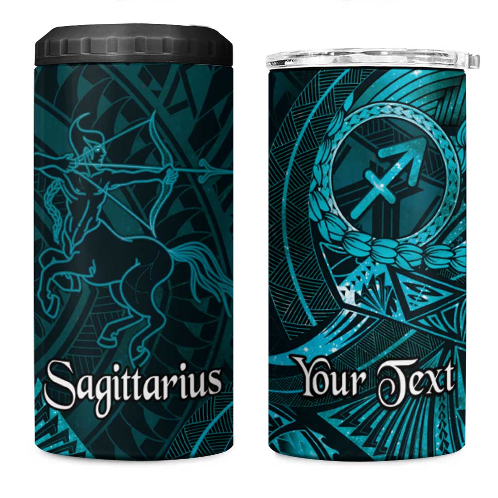 Personalised Polynesia Zodiac Sagittarius 4 in 1 Can Cooler Tumbler Galaxy Polynesian Pattern Chest Tattoo Style LT14 One Size: 16 oz Cyan - Polynesian Pride