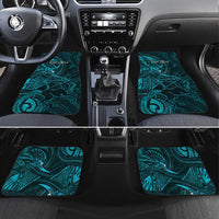 Personalised Polynesia Zodiac Sagittarius Car Mats Galaxy Polynesian Pattern Chest Tattoo Style LT14 Set 4pcs Cyan - Polynesian Pride