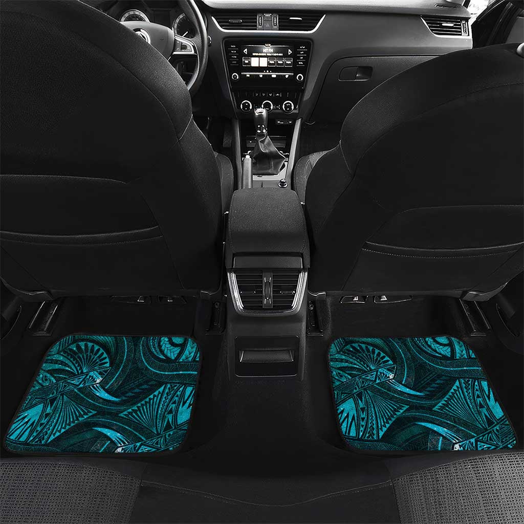 Personalised Polynesia Zodiac Sagittarius Car Mats Galaxy Polynesian Pattern Chest Tattoo Style LT14 Set 2pcs - Back Cyan - Polynesian Pride