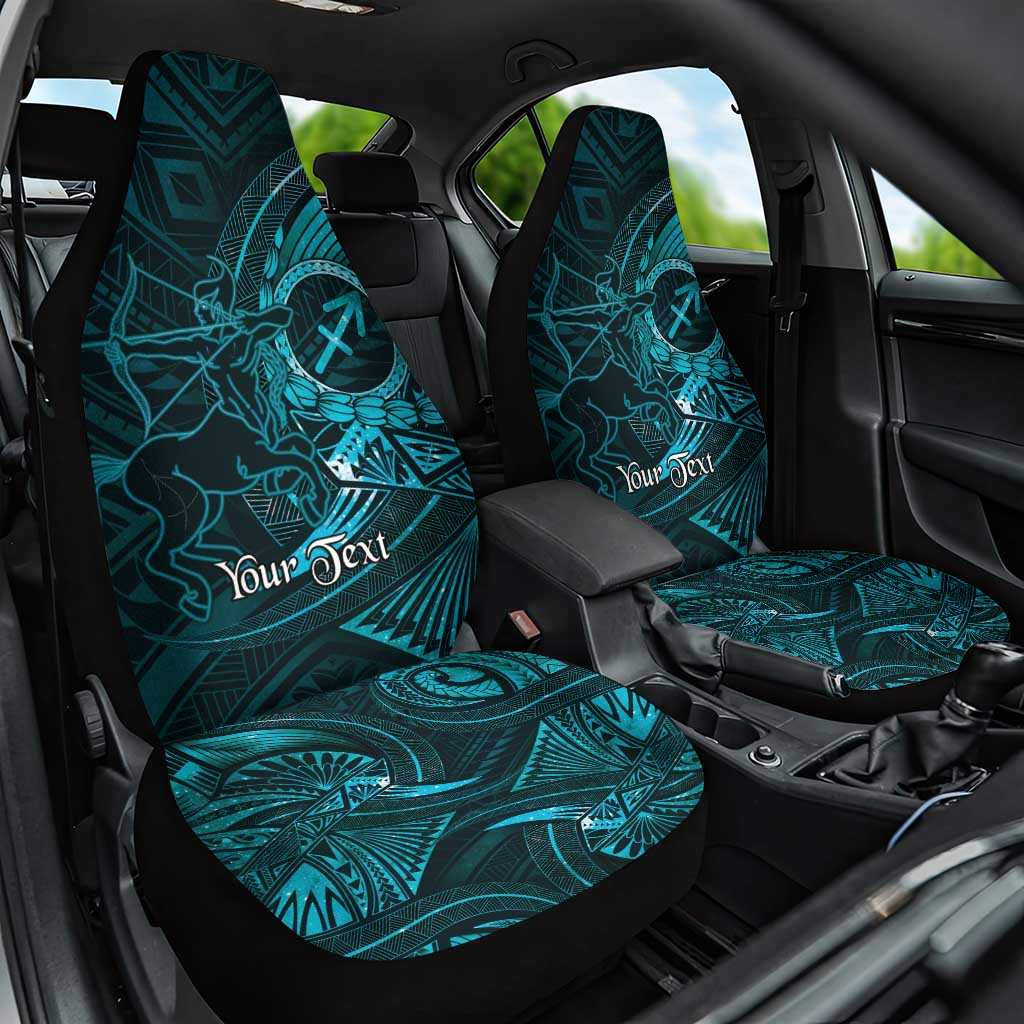 Personalised Polynesia Zodiac Sagittarius Car Seat Cover Galaxy Polynesian Pattern Chest Tattoo Style LT14 One Size Cyan - Polynesian Pride