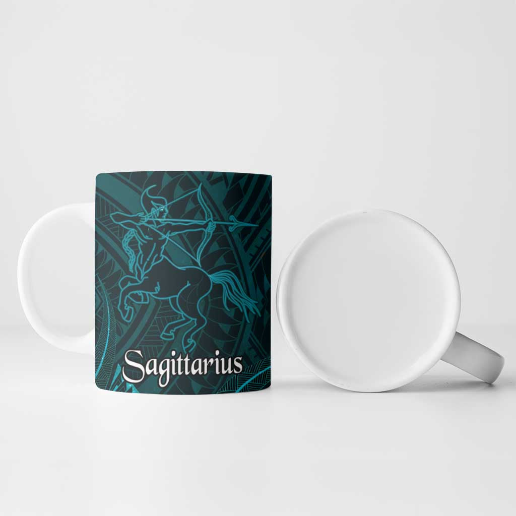 Personalised Polynesia Zodiac Sagittarius Ceramic Mug Galaxy Polynesian Pattern Chest Tattoo Style LT14 - Polynesian Pride