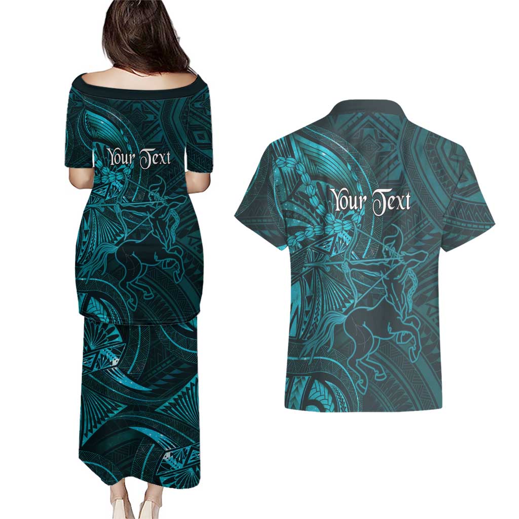 Personalised Polynesia Zodiac Sagittarius Couples Matching Puletasi and Hawaiian Shirt Galaxy Polynesian Pattern Chest Tattoo Style LT14 - Polynesian Pride