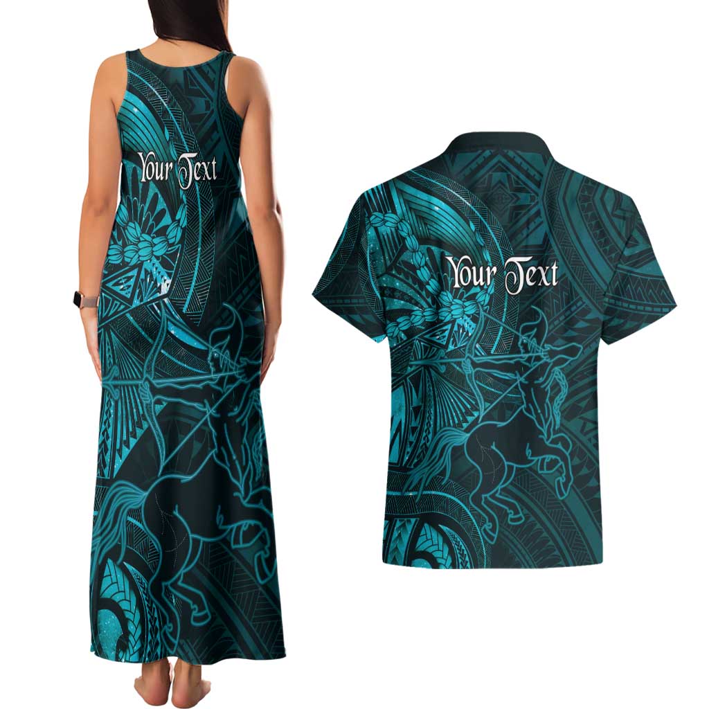 Personalised Polynesia Zodiac Sagittarius Couples Matching Tank Maxi Dress and Hawaiian Shirt Galaxy Polynesian Pattern Chest Tattoo Style LT14 - Polynesian Pride
