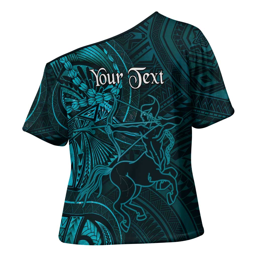 Personalised Polynesia Zodiac Sagittarius Cross Shoulder Shirt Galaxy Polynesian Pattern Chest Tattoo Style LT14 - Polynesian Pride